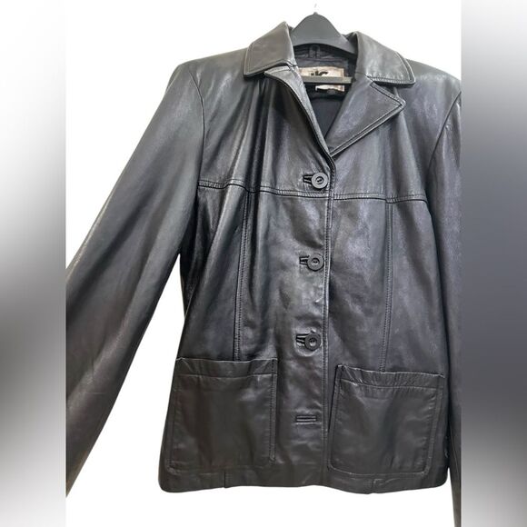 CLASSIC JLC Black leather jacket medium - Picture 2 of 7